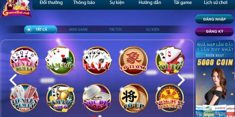 Danh sách trò chơi game bài đổi thưởng